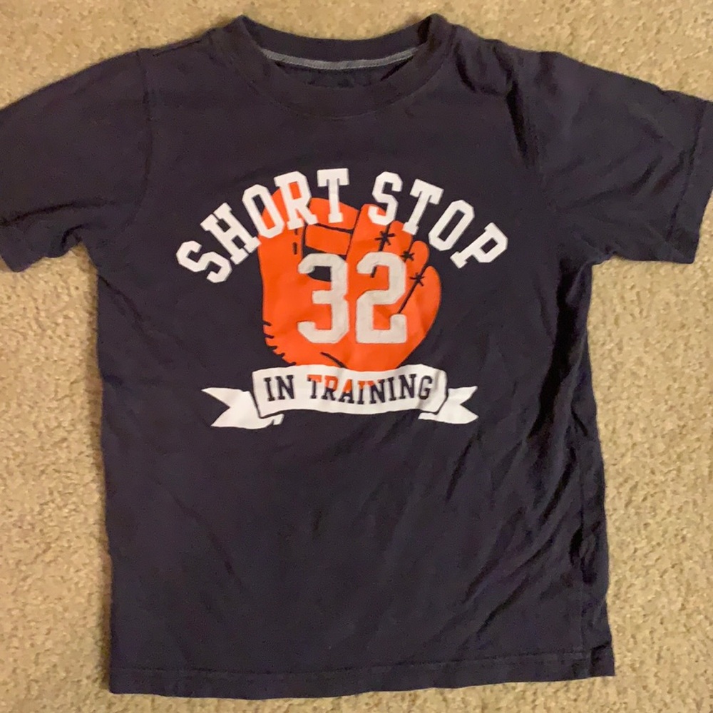 Carter’s brand gray baseball themed short sleeve tee shirt